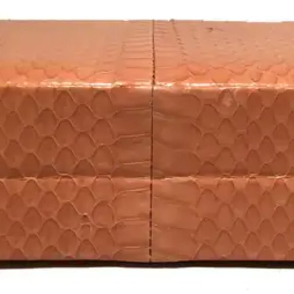 Tonya Hawkes Tan Faux Snakeskin Convertible Clutch with Marble Multicolor Studs - Picture 3 of 7